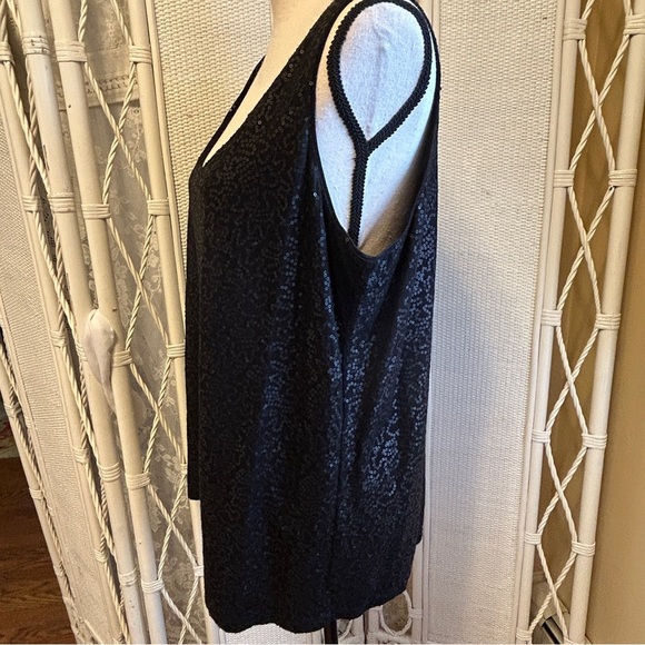 Talbots Black Sequin Tank Top Sleeveless Sparkly Party Cocktail Plus Size 2X P - Picture 6 of 15